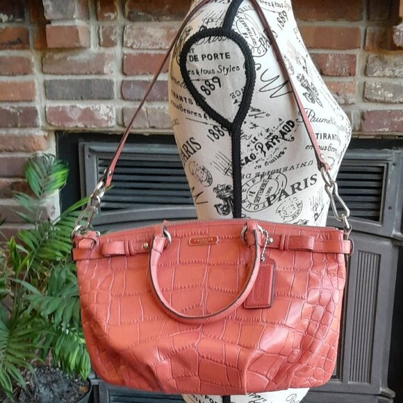 Coach Madison Sophia Large Croc Leather Bag NWOT - Picture 1 of 8